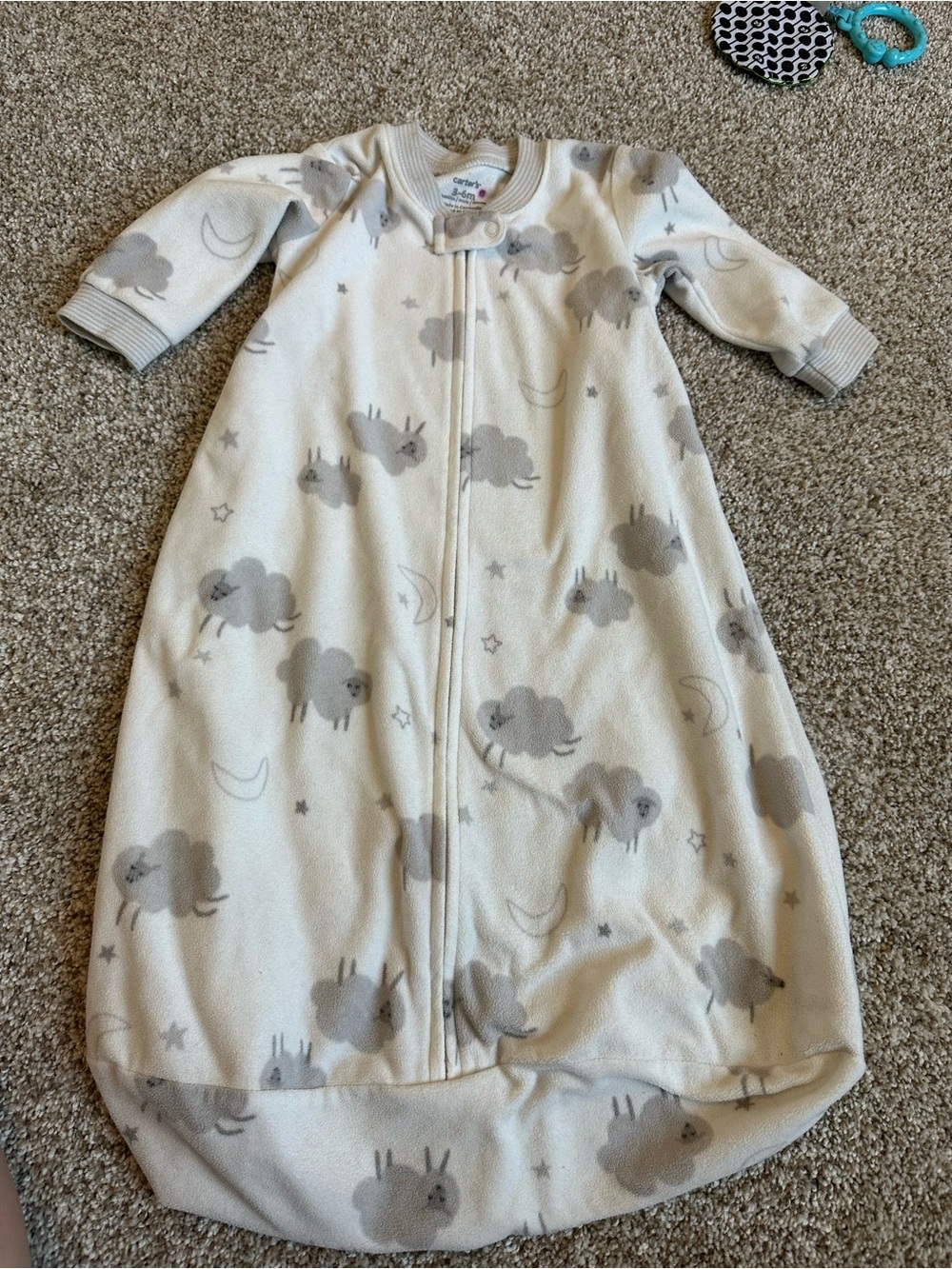 Carter's Cream & Gray Sheep Sleep Sack - Cozy Baby Pajamas 3-6mo